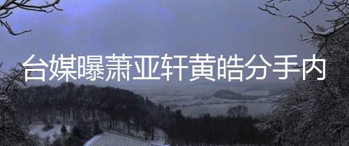 内幕台媒态差选择分手分手黄皓后状曝萧亚轩伤